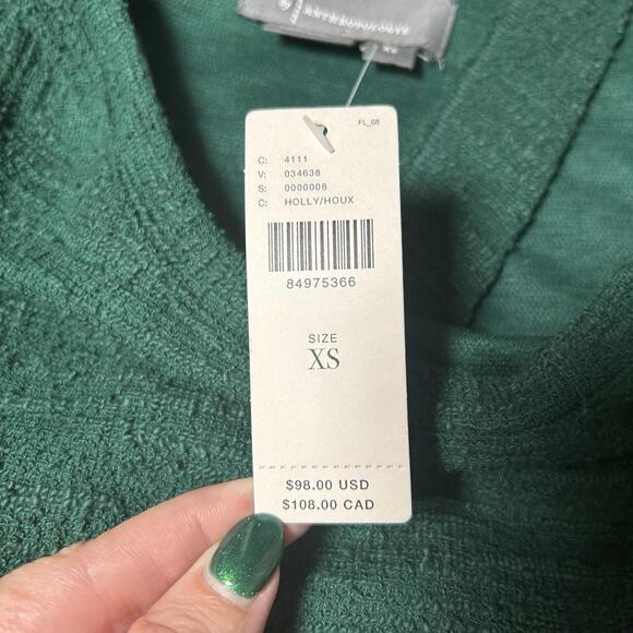 NWT Anthropologie Green Holly Open Back Bow Sweater XS Holiday Coquette - Picture 7 of 9